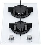 Millar GH3020PW White Tempered Glass Hob with 2 Gas Burners, 30 cm