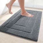 Kitinjoy Bath Mat, Soft and Absorbent Microfiber Bath Rugs, Non-Slip Shaggy Bath Carpet, Machine Wash Dry Bath Mats for Bathroom Floor, Tub and Shoer, 24" x 16", Dark Grey