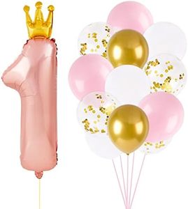 15PCS Ballons Anniversaire 1 An Décoration Fête 1er Ballon Numéro 1 Rose et Ballons Colorés pour Fête Anniversaire Party Fourniture Anniversaire Décoration Accessoires Cadeau pour Enfant Fille