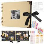 DazSpirit Photo Books, 29.5 X 21 CM Wedding Photo Albums, Photo Album with Writing Space, 80 Pages Scrapbook, for 240 Pictures, 6 Color Marker Pen, Personalised Photo Book for Anniversary (Yellow)