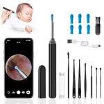 Ear Wax Removal Kit, GuangTouL 1296P HD Otoscope Ear Cleaner with Camera, Rechargeable Ear Wax Remover with 8 Pcs Ear Set Tool Ear Cleaning Kit with Lights for iPhone, iPad, Android Phones