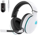 Gtheos 2.4GHz Wireless Gaming Headset for PS5, PS4 Fortnite & Call of Duty/FPS Gamers, PC, Nintendo Switch, Bluetooth 5.3 Gaming Headphones with Noise Canceling Mic, Stereo Sound, 40+Hr Battery -White