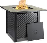 Camplux Propane Fire Pit Table, 30 Inch Outdoor Gas Fire Pit with Lid, Lava Rocks, Ceramic Tabletop, 50,000 BTU Adjustable Flame, Auto Ignition, Square Fire Table