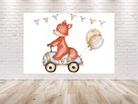 5x3FT Fox Woodland Backdrop Party Decorations Woodland Foxes Theme Animals Background for Baby Shower | Birthday Forest Photo Banner