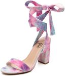 Trary Pink Purple Nude Red Black Heels for Women, Lace Up Chunky Heels for Women, Strappy Heels for Women Sandals, High Platform Stripper Heels, Comfortable Wide Width Tie Up Heels 3 Inch Open Toe,