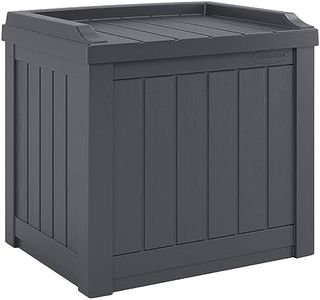 Suncast 22 Gallon Indoor or Outdoor Backyard Patio Small Storage Deck Box with Attractive Bench Seat and Reinforced Lid, Cyberspace