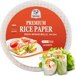 52USA Rice Paper, 1 Pack, Rice Paper Wrappers, Fresh Spring Roll Wrappers & Dumplings-34 Sheets, Gluten-Free Wonton Wrappers, Vegan, Low Carb, Vietnamese Rice Wraps (Round, 22cm)