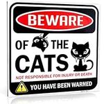 Bigtime Signs Cat Sign - Beware of Cats - Cat Decor Funny Gag Gifts for Window, Office, Bedroom Decor - Funny Cat Gifts for Indoor or Outdoor use - Best Cat Gifts For Cat Lovers and Cat Decorations