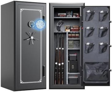VALINIRT 26.5"D x 22.8"W, 34 Gun Fireproof Safe for Rifles and Pistols, Gun Cabinet with Biometric Fingerprint, Keypad and Key Access, No-Assembly-Required Gun Safes with Built-in Charging Ports