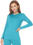 MANCYFIT Womens Thermal Tops Fleece Lined Shirt Long Sleeve Base Layer Teal X-Large