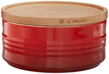 Le Creuset Stoneware Canister with Wood Lid, 23 oz. (5.5" diameter), Cerise