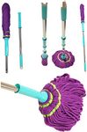 Twist Mop 360 Degree Floor Mop Telescopic Stainless Steel Handle Easy Rotating Squeeze Mopping Neat and Compact Easy Self Wringing (MOP HEAD X2)
