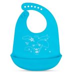 BabyGo Baby Silicone bib | Baby Bib for Feeding & Weaning Babies & Toddlers | Waterproof, Washable & Reusable|Non Messy Easy Cleaning, Adjustable Neckline with Buttons(Blue)