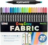 Super Markers 20 Unique Pastel Colors Dual Tip Fabric & T-Shirt Marker Set - Double-Ended Fabric Markers with Chisel Point and Fine Point Tips - 20 Permanent Ink Vibrant and Bold Colors