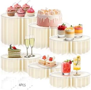 Youjoitim 6Pcs Buffet Risers, Food Risers for Table, Foldable Cake Display Stands, Tall Cardboard Cupcakes Stand for Show Catering Desserts Jewelry Wedding Birthday Party Decoration (White)