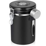 SMRONAR Airtight Coffee Canister, 623g/21oz Stainless Steel Coffee Container with Date Tracker, CO2-Release Valve and 1 Measure Spoon for Coffee Bean Coffee Powders