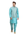 Ethluxis Silk Blend Men Kurta Set Jacket Set (40, Sapphire Blue)