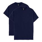 Hanes Men's Short Sleeve Beefy-T, Navy, X-Large (Pack of 2)