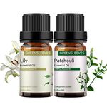 GREENSLEEVES Patchouli and Lily Essential Oils, 2 Pack Pure Organic Aromatherapy Essential Oils for Diffuser, Humidifier, Massage