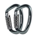 BRAVESHINE 2 Pack Carabiner Clip Heavy Duty, 12KN Auto Locking Carabiner, Twist Lock Carabiner Keyring, D Clips Hook for Hiking, Camping, Hammock, Dog Lead, Swing