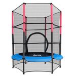 GALACTICA NEW Mini Trampoline | 4.5FT 55" with Safety Net Enclosure | Indoor Outdoor Children’s Activity Junior Trampoline - Blue