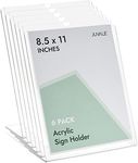 Juvale 6 Pack Clear Sign Holders 8.5x11 - Table Top Plastic Display Stand for Menus, Flyers, Document, Paper, Slant Back Vertical Photo Frame