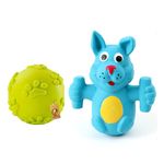 Foodie Puppies 2in1 Combo of Latex Rubber Squeaky Dog Toys - (Claw Ball + Blue Doggy) for Small Dogs and Puppies | Non-Toxic, Soft Rubber, Interactive, Chewing, Teething, Fetch