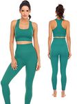 Workout Sets for Women 2 Piece High Waisted Seamless Leggings with Padded Stretchy Sports Bra Sets Yoga Outfit Jogging Gym Clothes(NA007M- Green)