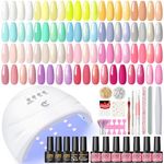 PEACECOLOR Gel Nail Polish Set with Lamp Starter Kit Complete 20 Colours Soak Off Gel Nail Polish Set, Golden Matte Sliver Top Coat Nail Art Decorations Gel Nail Kit for Beginner DIY at Home