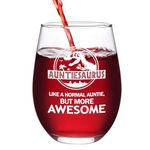 Joymaking Auntie Gifts - Auntiesaurus, Wine Glass Birthday Gifts for Auntie from Niece and Nephew, Personalised Drinking Glass Gifts for Auntie, Christmas Gifts for Auntie 17oz