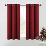 NICETOWN Bedroom Blackout Window Draperies - Ring Top Curtain Drapes for Bedroom in Christmas/Boxing Day (42 x 54-inch, Burgundy Red, 2 Pcs)