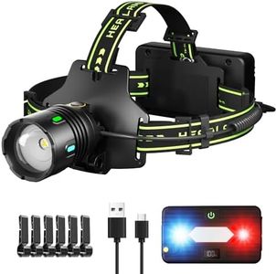 RFIUCH 160,000LM Super Bright LED Rechargeable Headlamp, Zoomable Head lamp & 9 Lighting Modes, Upgraded Detachable Polymer Battery Cace, IP67 Waterproof for Camping | Auto Repair | Hiking | Fishing