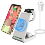 Wireless Charger with 18W Adapter, 3 in 1 Charging Station for iPhone 12/13/11/11 Pro/11 Pro Max/XR/XS, Stand for iWatch SE/6/5/4/3/2, AirPods Pro/2 Dock (White)