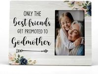 FONDCANYON Godmother Picture Frames, Godmother Gifts, Godmother Proposal Gift, Godmother Frame, Only The Best Friends Get Promoted to Godmother Photo Frame 4x6, Baby Announcement Gifts