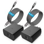 45W Super Fast Charger Type C, [2 Pack] 45 Watt USB-C Charger PD/PPS Wall Charging Block for Samsung Galaxy S23/S22 Ultra/S22+/S22/S21/S20 Ultra/Note 20/10 Plus, Galaxy Tab S8+(with 2X 6.6ft Cables)