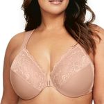 Glamorise Women's Plus Size Wonderwire Front-Closure Bra Underwire #1245, Cappuccino, 46DD