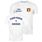 lepni.me Mens Personalised Football Jersey Romania | Your Name and Number | Romanian Flag Badge | Custom T-Shirt | Football Championship 2024 (S White Multi Color)