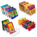 TopTidyHome Fridge Organiser 4 Pack with Dividers, Fridge Storage Organisers, Pack of 4 Clear Plastic Containers with Removable Divider, Perfect for Fridge Organisation. Drawer and Food Organizer.