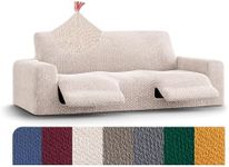 PAULATO BY GA.I.CO. Recliner Sofa Cover - Reclining Couch Slipcover - Soft Polyester Fabric Slipcover - 1-Piece Form Fit Stretch Furniture Protector - Velvet Collection - Ivory (Recliner Sofa)