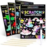 Hovetne 4 Pack Scratch Art for Kids, Magic Rainbow Scratch Art Book Doodle Drawing Papers for Children, Foil Art Handmade Arts and Crafts Educational Toys for 4 5 6 7 8 9 10 Years Old