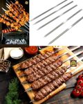 Stainless Steel Flat Kebab Skewers/19 Inch Stainless Steel Flat Patti Skewer (Set of 4pc) - Grilling, Kebab, Tandoori, Shish Kebab/Turkish Skewers, Perfect for Koobideh Kebab, Skewers