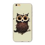 Blingy's iPhone SE Case (3rd Gen) 2022/iPhone SE Case (2nd Gen) 2020/iPhone SE Case (4.7inch), Funny Owl Design with Coffee Pattern Creative Cartoon Animal Style Soft TPU Protective Case (Coffee Owl)