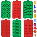 Silicone Chocolate Candy Molds-Set of 6 Christmas Shapes for Baking Jelly Soap, Candy Cane, Gingerbread Men, Chocolate, Party Decoration