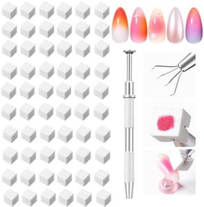 Modelones 150pcs Nail Sponges for Ombre, Nail Art Sponge with Grabbing Pen Reusable Soft Sponges for Gradient Ombre Blush Chrome Design Effects Professional Nail Stuff Supplies DIY