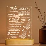 to My Sister Gifts,3D Night Light I Love You Sister LED Illusion Table Lamp for Girl Women Her Mother's Day Birthday Present