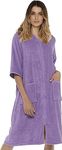 i-Smalls Women's Pure Cotton Zip through Terry Towelling Robe - Luxurious and Comfortable Bathrobe (12-14) Lilac