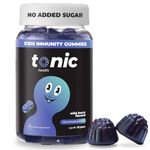 Tonic Health Kids Immunity Gummies - 7 in 1, Elderberry Gummies, No Added Sugar, No Sweeteners, Vitamins C, D and Zinc, Wild Berry Flavour, Month Supply (60 Count), Ages 4-12, Vegan.