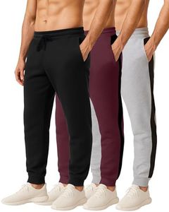 Real Essentials Big & Tall King Size Mens Joggers Sweatpants Fleece Pants Sweat Clothing Pockets Baggy Elastic Cuffed Workout Bottom Athletic Soft Warm Winter Gym Active, Set 9, 4X, Pack of 3