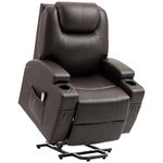 HOMCOM Power Lift Recliner Chair for Elderly, PU Leather Lift Chair with Footrest, Remote Control, Side Pockets and Cup Holders, Reclining Sofa for Living Room, Brown