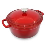 MINLUFUL Cast Iron Dutch Oven with Lid - 7 Quart Large Dutch Oven Pot for Bread Baking Stewing and Boiling with Non-Stick Enamel, Stove and Oven Safe, Classic Red
